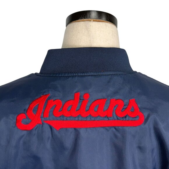 Vintage Pro Player Cleveland Indians Reversible Baseball Jacket Navy Blue Red L - Picture 14 of 14